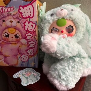 BB3 400% Hugging Backpack Yellow/Lime - Sea Salt Rabbit - Pacifier/Special Eyes!